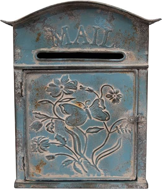 Creative Co-Op Distressed Blue Embossed Tin "Mail" Box | Amazon (US)
