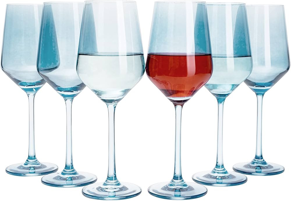 Colored Wine Glass Set, 12oz Glasses Set of 6 Baby Shower Gender Reveal Boy or Girl Decor Baby An... | Amazon (US)
