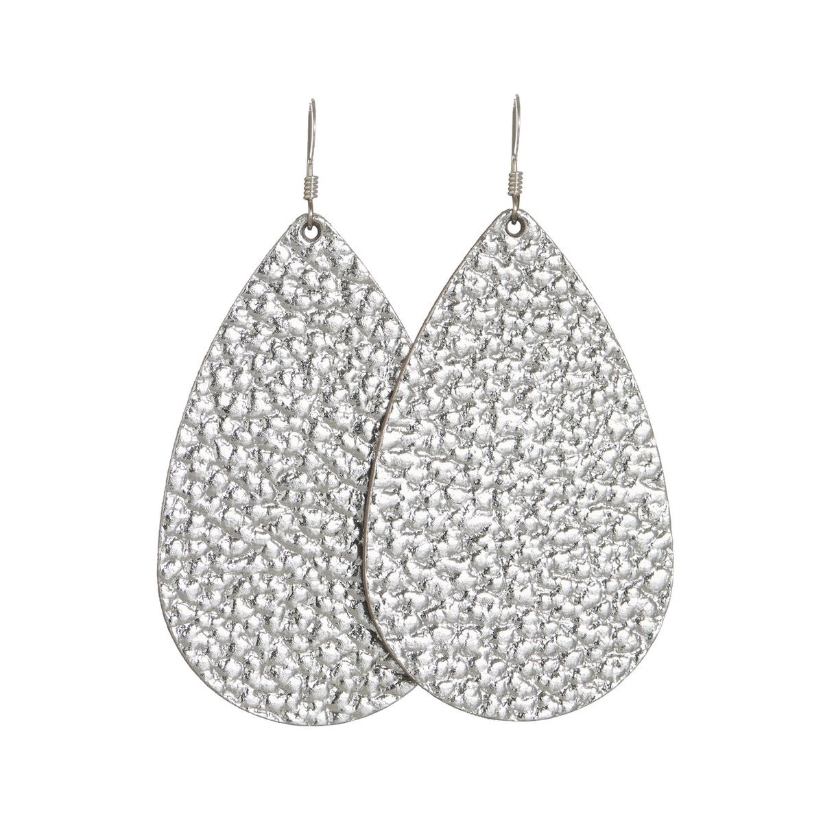 Hammered Silver Teardrops | Nickel and Suede