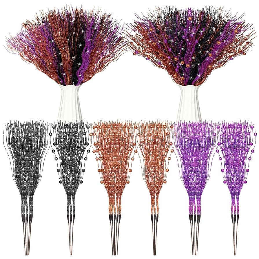 Giegxin 24 Pcs Artificial Glitter Berry Stem Ornaments 17 Inches Fake Halloween Picks Branches De... | Amazon (US)