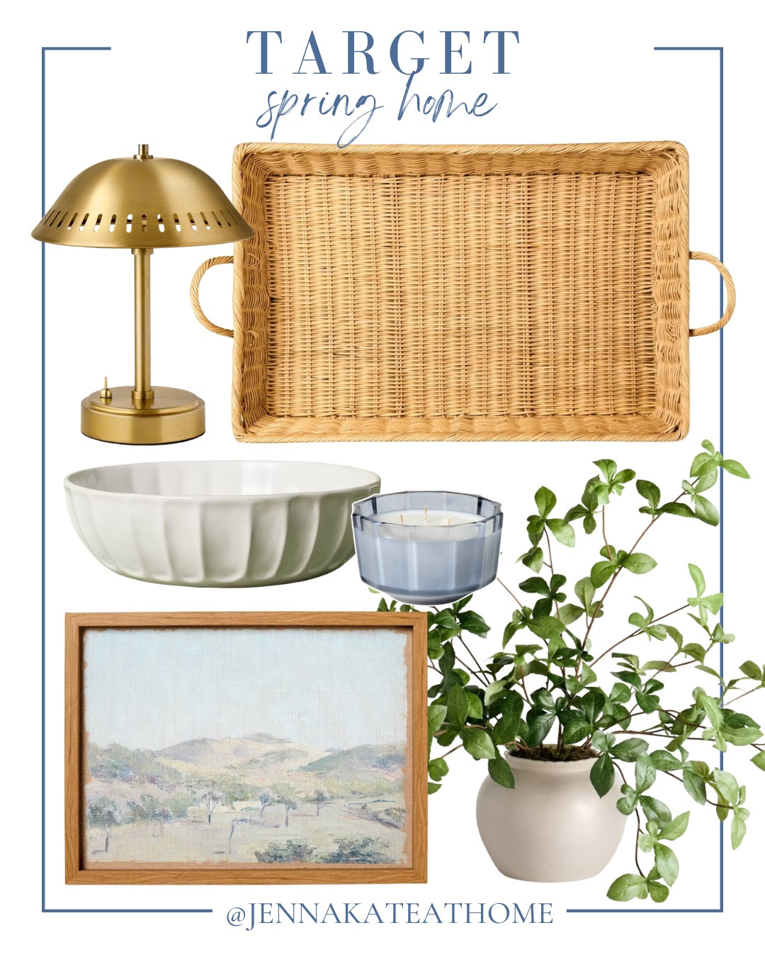 Target spring home includes serving tray, gold lamp, bowl, candle, wall art, and faux greenery arrangement.

Home decor, spring home, coastal home, looks for less

#LTKFindsUnder50 #LTKFindsUnder100 #LTKHome