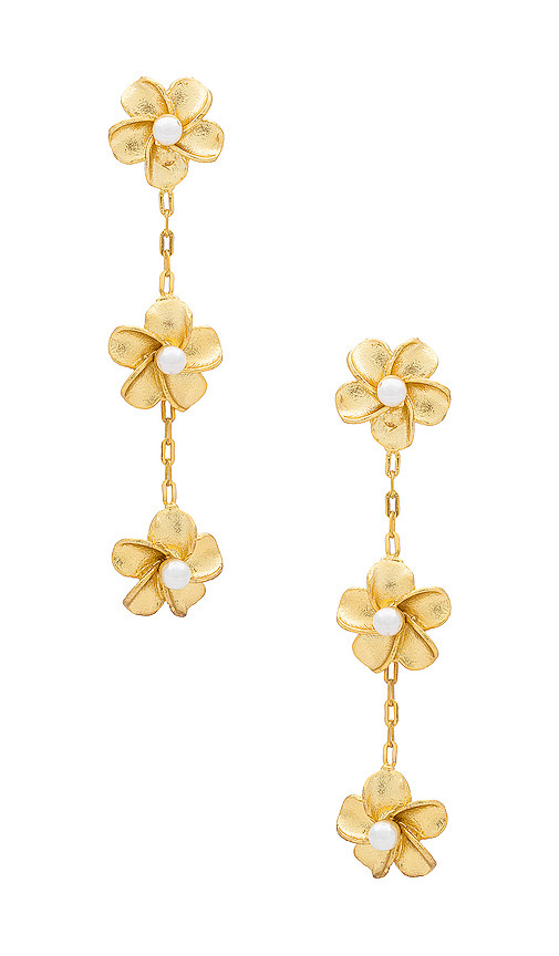 Flower Drop Earring in Gold & Pearl | Revolve Clothing (Global)