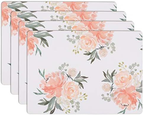 Amazon.com: House and Home Cork Placemats 16 x 12-Inch Set of 4 (Floral Pink Rose Print) : Home &... | Amazon (US)