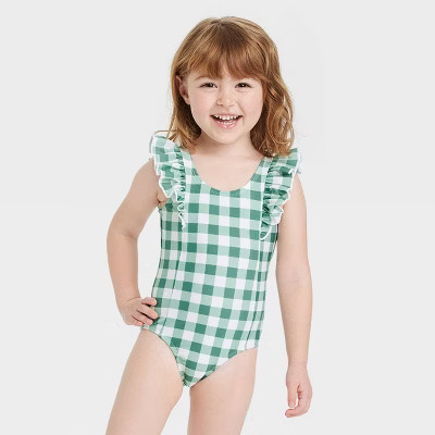 Toddler Girls' Plaid One Piece Swimsuit - Cat & Jack™ Green | Target