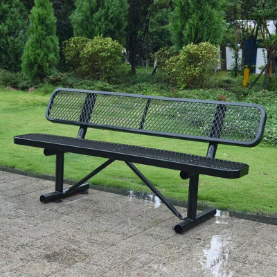 Outdoor Steel Bench With Backrest | Wayfair North America
