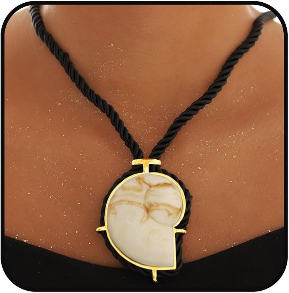 Yalice Gold Shell Pendant Necklace for Women Boho Starfish Sun Choker Necklaces Chunky Beachy Sur... | Amazon (US)