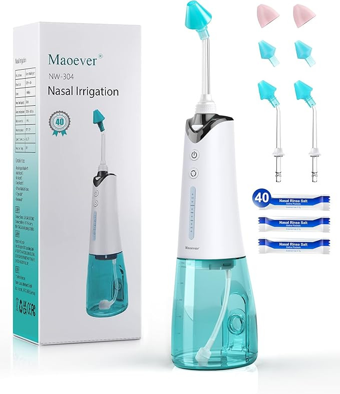 Nasal Irrigation System, Cordless Nasal Rinse Machine for Sinus Relief & Nasal Care, Electric Net... | Amazon (US)