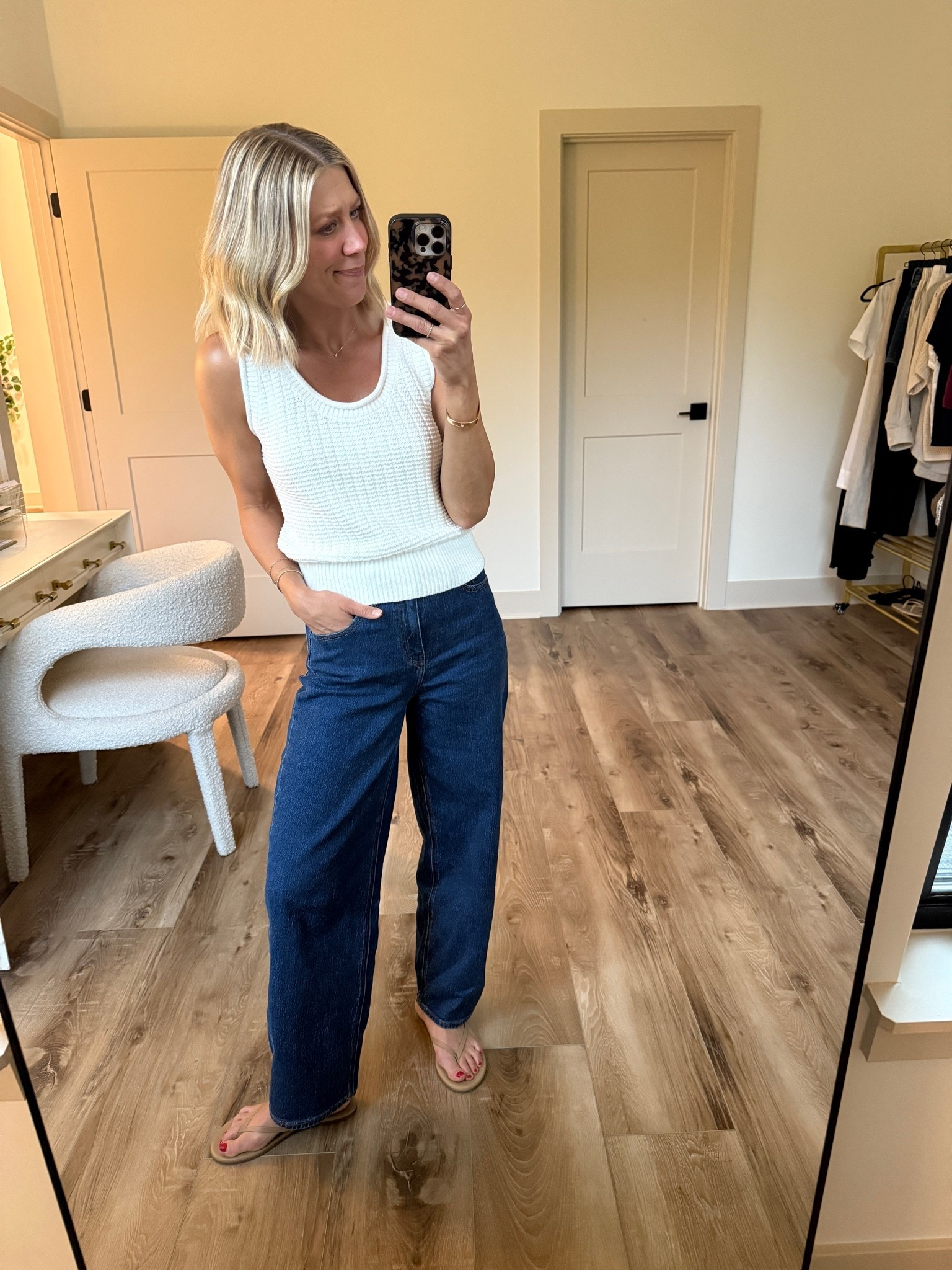 Wearing small sweater tank, 26 jeans, sandals tts

#LTKootd #LTKOver40 #LTKSeasonal