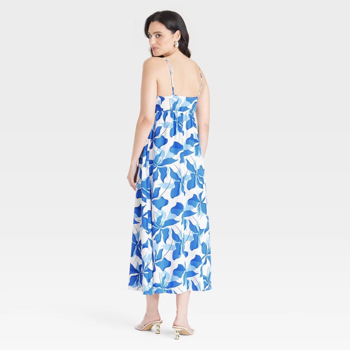 Women's Ruched Midi Dress - A New Day™ Blue Floral XS | Target