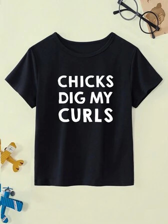 Boys' (Little) Letter Printed Short Sleeve T-Shirt | SHEIN