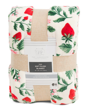 Strawberries Printed Fleece Blanket | TJ Maxx