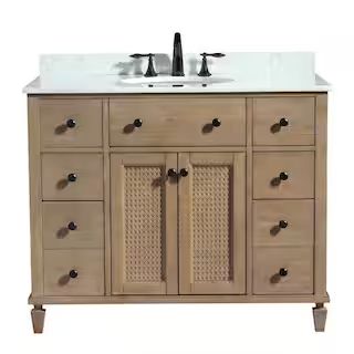 Ari Kitchen and Bath Annie 42 in. Bath Vanity in Weathered Fir with Marble Vanity Top in Carrara ... | The Home Depot
