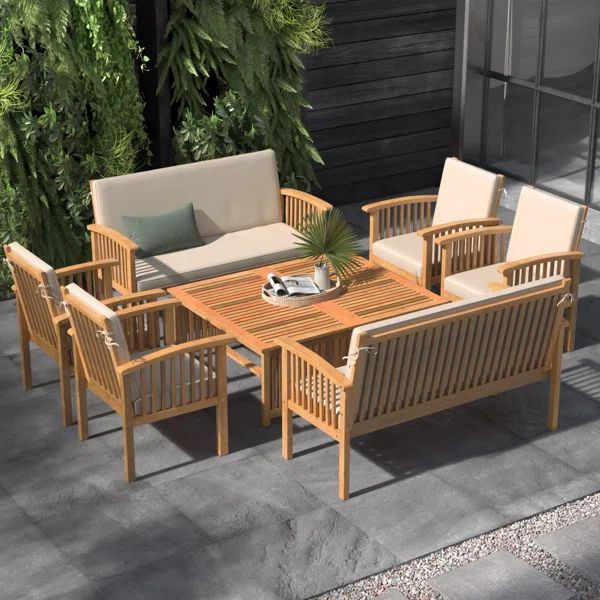 Amorae Solid Wood 8 - Person Seating Group with Cushions | Wayfair North America