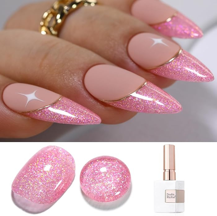 Double Rhythm 15ML Glitter Gel Polish Shimmer Reflective Holographic Color Magnetic for Nail Art ... | Amazon (US)