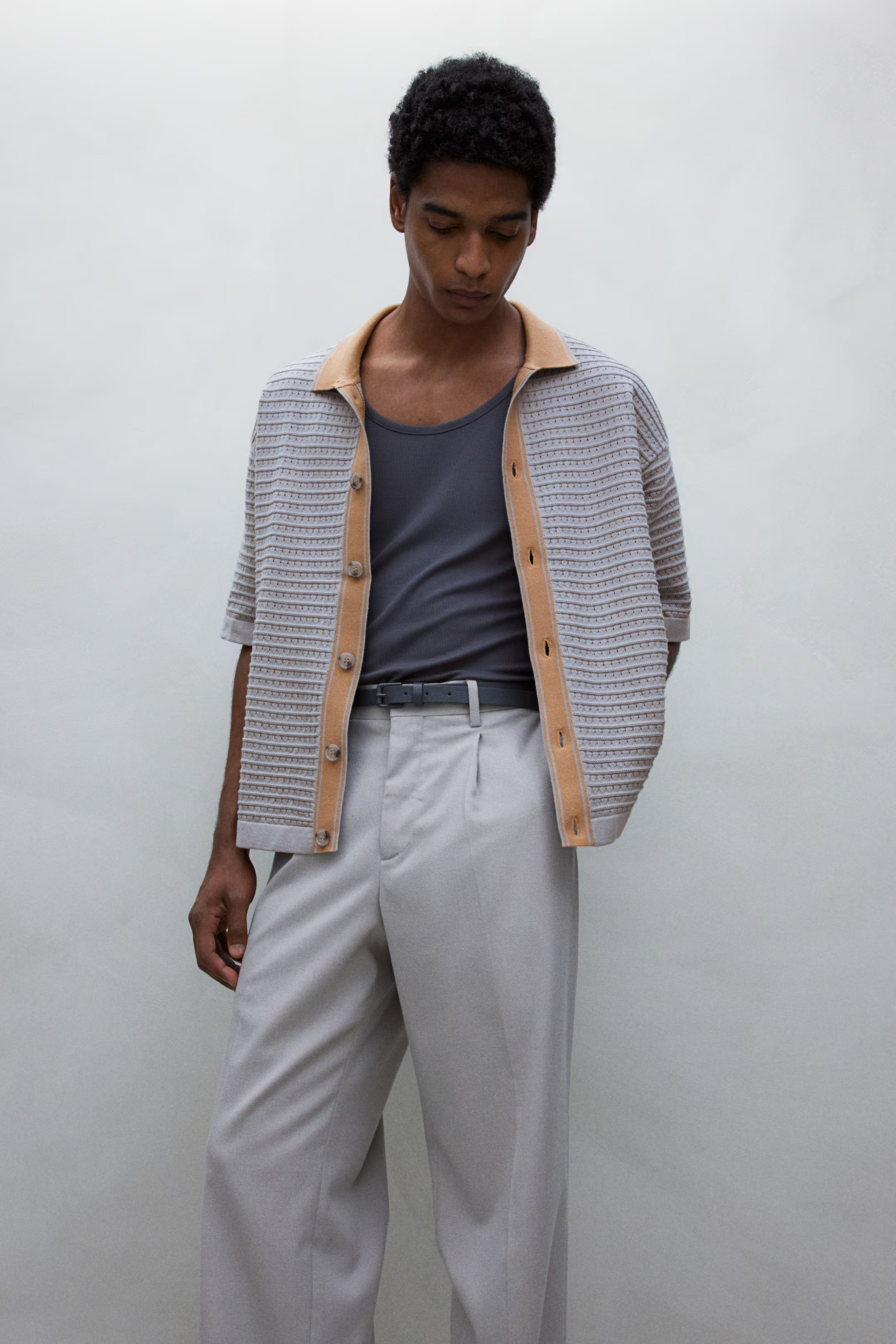 Regular Fit Pointelle-knit shirt | H&M (UK, MY, IN, SG, PH, TW, HK)