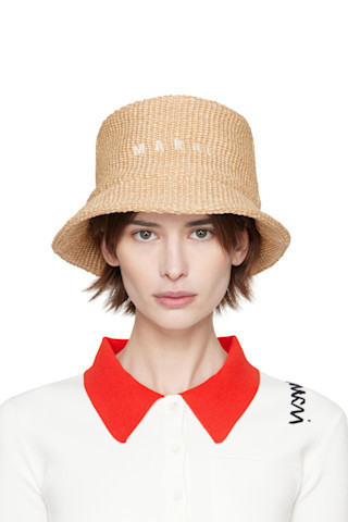 Beige Rafia Bucket Hat | SSENSE