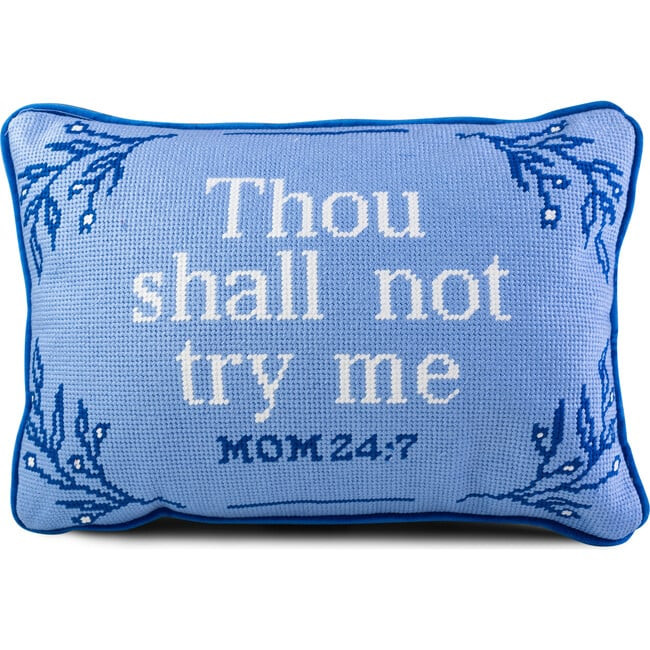 Furbish Studio | Try Me Needlepoint Pillow, Blue & White | Maisonette | Maisonette