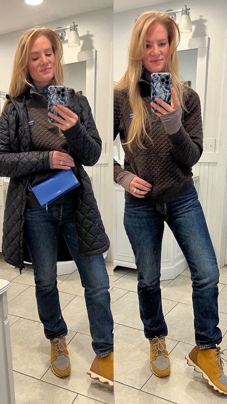 Cold, rainy day outfit.

Size reference 5’9” 140 lbs

Quilted lightweight puffer - medium tall (small fit better but medium works better with winter sweaters).

Quilted sweatshirt 1/4 snap - mens small

Dri fit Layering turtleneck - medium tall (new obsession!)

High rise straight jeans - 27 x 32

Waterproof sneakers - generally size up a 1/2 size in this brand



Rainy day outfit. Practical style. Cute running errands outfit. Levi’s. Ll bean. Athleta. Sorel. Gap. Tall outfit. Tall girl outfit. Cute warm outfit. 501s outfit. 

#LTKSeasonal #LTKover40 #LTKstyletip