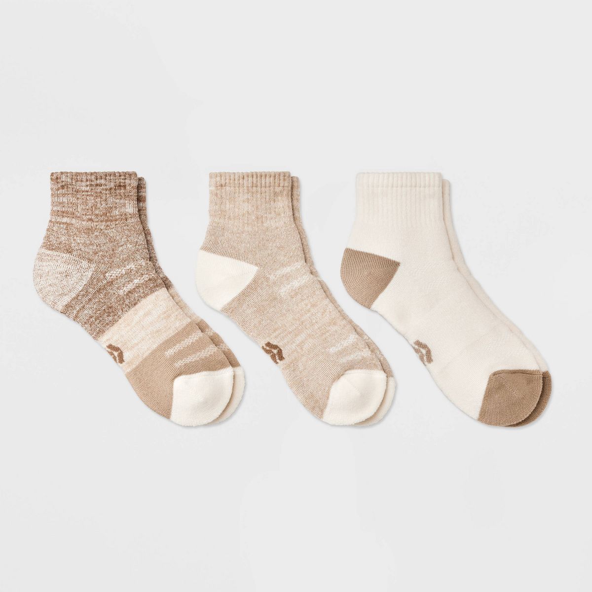 Women's 3pk Heavyweight Cushioned Colorblock Ankle Socks - All in Motion™ Oatmeal 4-10 | Target