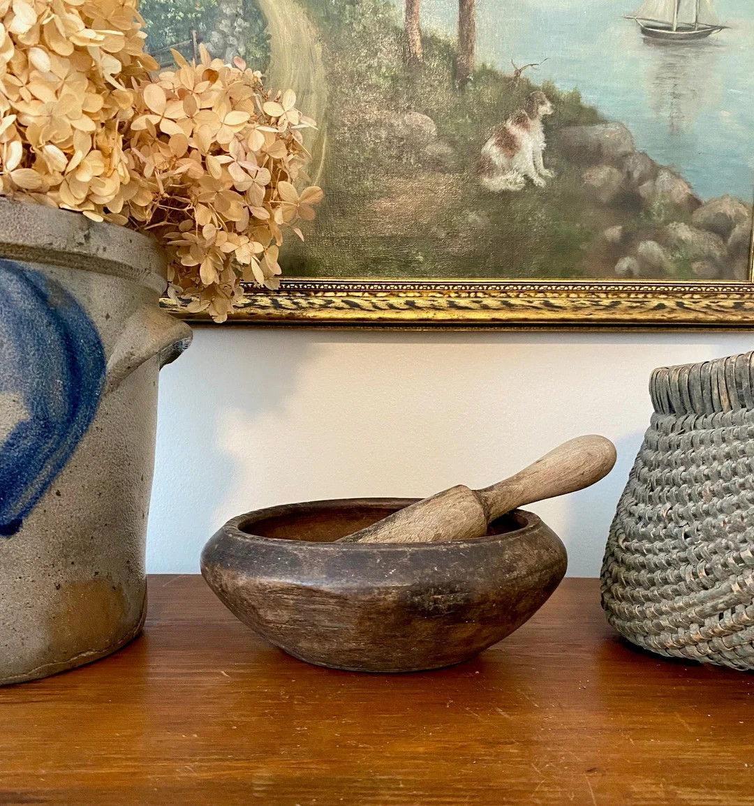 Antique Treen Wooden Mortar and Pestle in Original Finish - Etsy | Etsy (US)