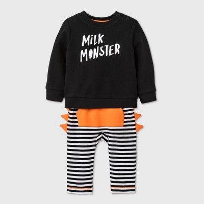 Baby Boys' 'Milk Monster' Long Sleeve Top & Bottom Set - Cat & Jack™ Black | Target