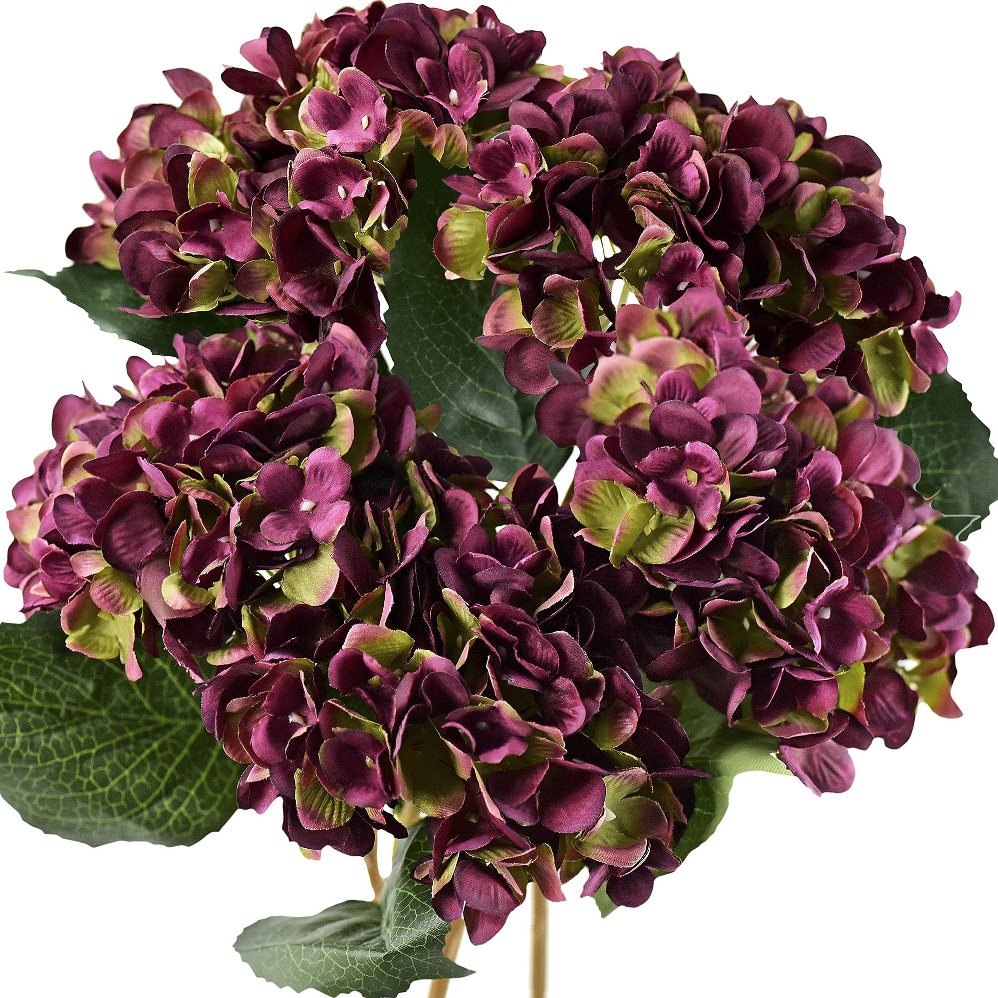 FiveSeasonStuff 5 Stems Silk Artificial Hydrangea Flowers, ‘’Life-Size’’ Dark Purple Bouq... | Amazon (UK)