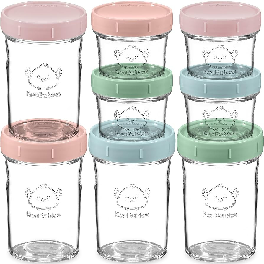 KeaBabies 4pk 8oz & 4pk 4oz Glass Baby Food Containers with Lids - Leak-Proof,Microwavable Small ... | Amazon (US)