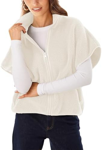 Lianlive Women's Sherpa Fleece Vests Oversized Stand Collar Fuzzy Polar Jacket Casual Zip Up Oute... | Amazon (US)
