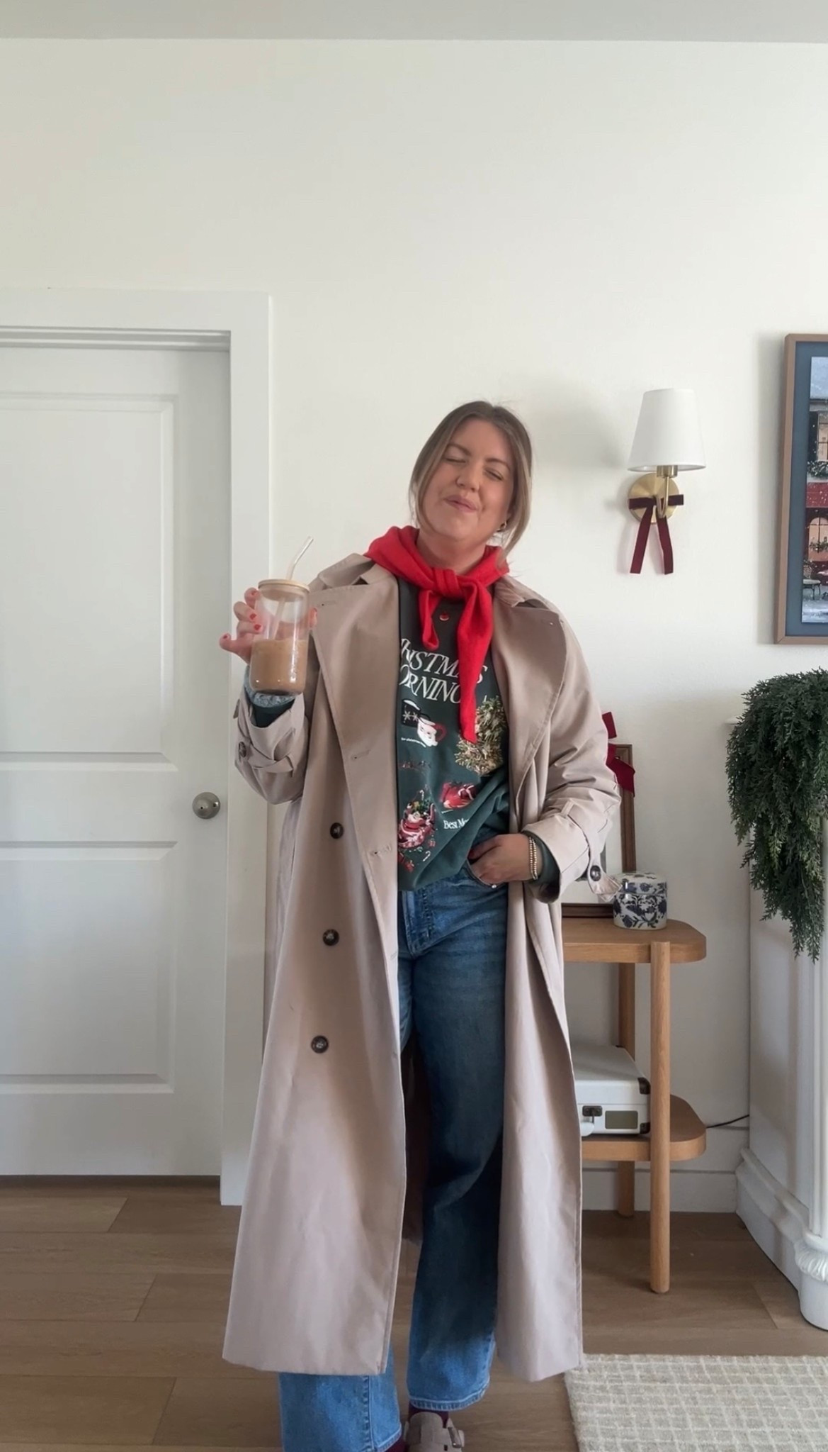 December outfit in my favorite sweatshirt! Wearing a L in the sweatshirt for make it more oversized. Trench is old H&M  

#LTKHoliday #LTKmomlife #LTKootd