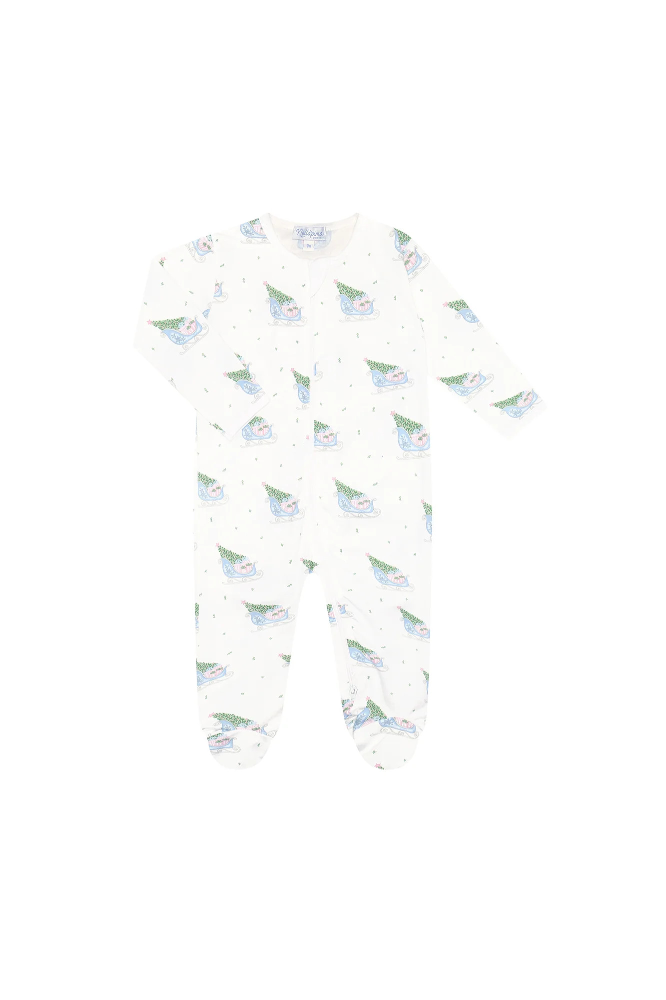 Pink Merry Sleighs Zipper Footie | Nellapima