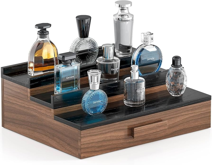 Solid Walnut Cologne Organizer for Men,Cologne Stand,3 Tier Wooden Cologne Holder Shelf Display,P... | Amazon (US)