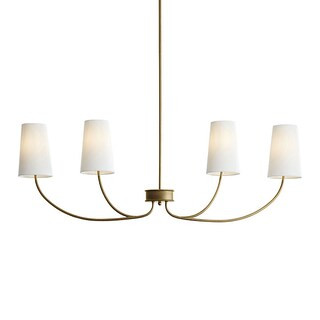 Lottie Linear Chandelier with Antique Brass & White Linen Shades | Ballard Designs, Inc.