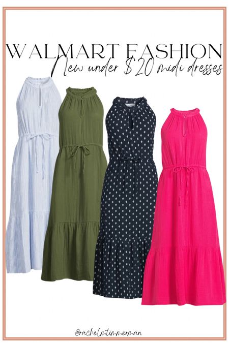 I love these new under $20 Walmart Fashion midi dresses. Come in four colors and are so easy to style. They have pockets and adjustable drawstring waist. I recommend going down a size, maybe even two. I have it in two colors! 

Walmart Fashion. Walmart finds. Walmart new arrivals. LTK under 50. 