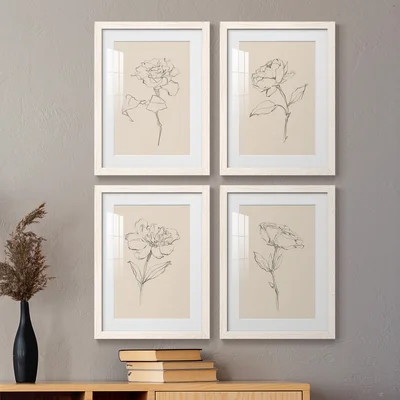 Floral Contour Study I - 4 Piece Picture Frame Painting Set | Wayfair North America