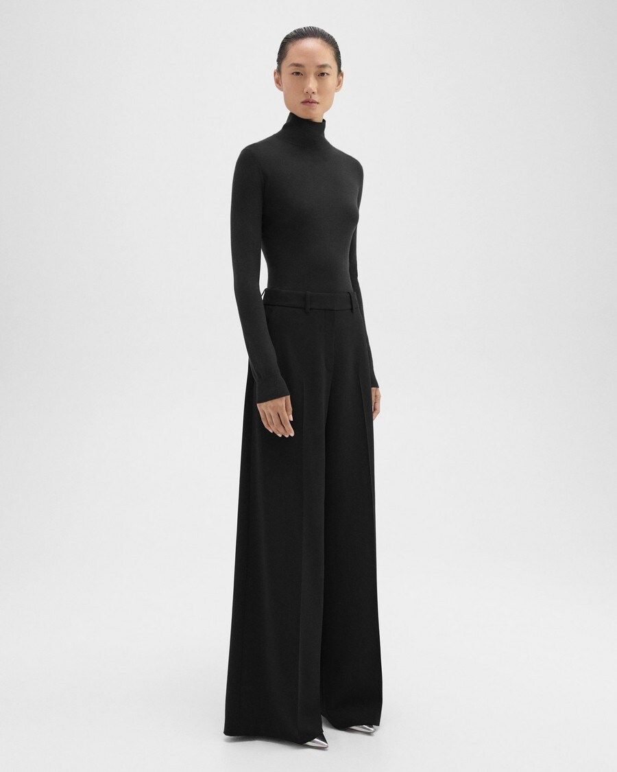 High-Waist Wide-Leg Pant in Admiral Crepe | Theory