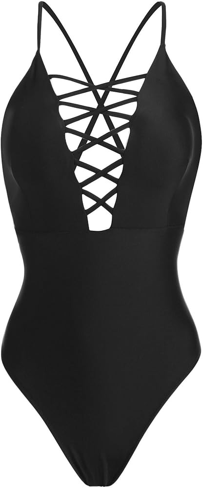 Ekouaer Womens One Piece Swimsuit Cross Back, 66-solid Black, X-Large at Amazon Women’s Clothin... | Amazon (US)