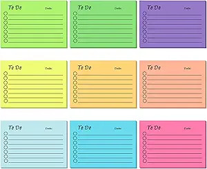 9 Pads to Do List Sticky Notes, 2.8x4 in Lined Post It Notes Assorted Colors Adhesive Cute Sticky... | Amazon (US)