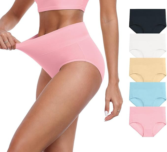 IWOLLENCE Womens Cotton Postpartum Underwear High Waisted Full Coverage Panties Plus Size & Regul... | Amazon (US)