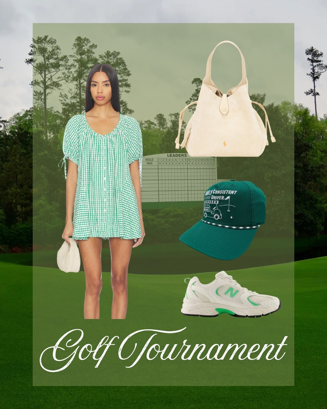 The masters golf tournmanef outfit gingham green dress golf hat new balance 

#LTKootd