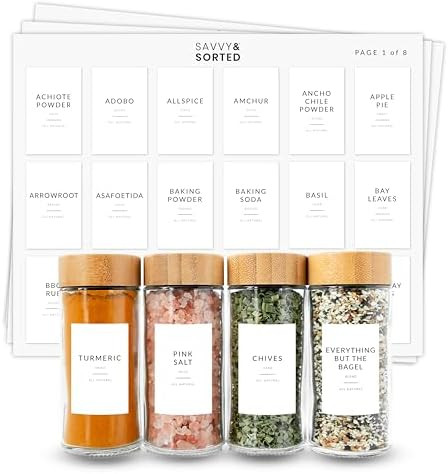 Minimalist Spice Labels for Spice Jars - 146 Spice Jar Labels Stickers for Containers - Spice Sti... | Amazon (US)