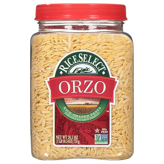 RiceSelect Orzo Rice-Shaped Pasta, Premium Non-GMO Orzo Pasta, 26.5-Ounce Jar | Amazon (US)