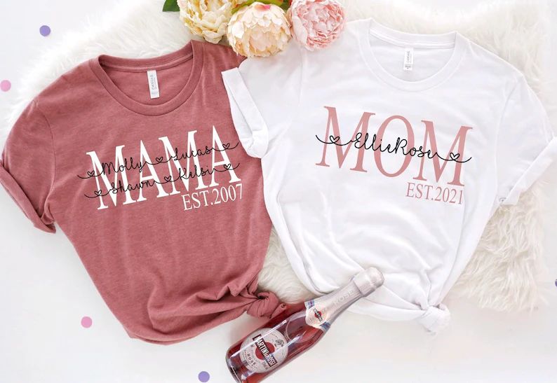 Custom Mom Shirt Kids Names Christmas Gift for Mom Shirt Kids Names Personalized Mama Shirt Gift ... | Etsy (US)