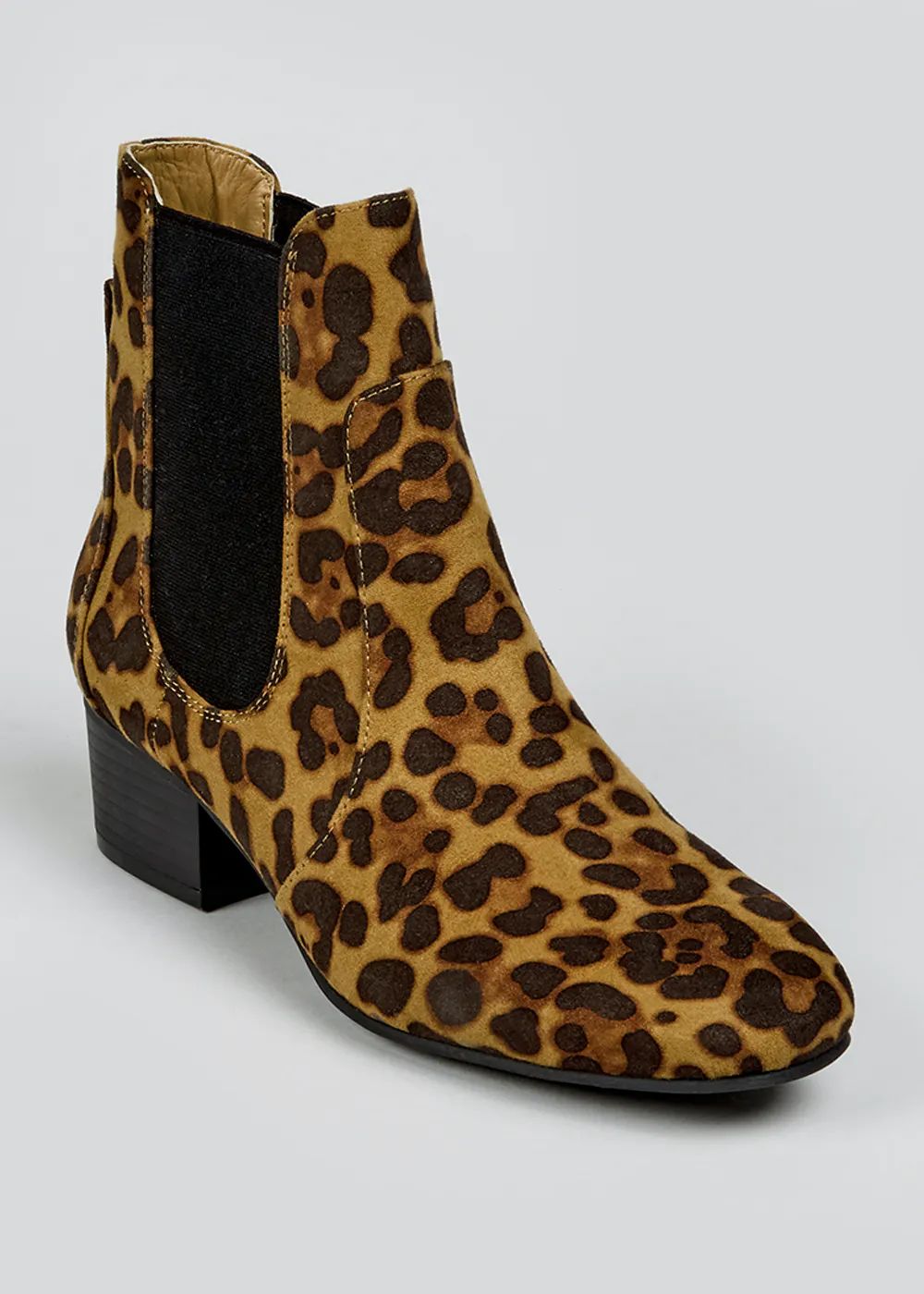 Leopard Print Block Heel Chelsea Boots – Brown | Matalan (UK)