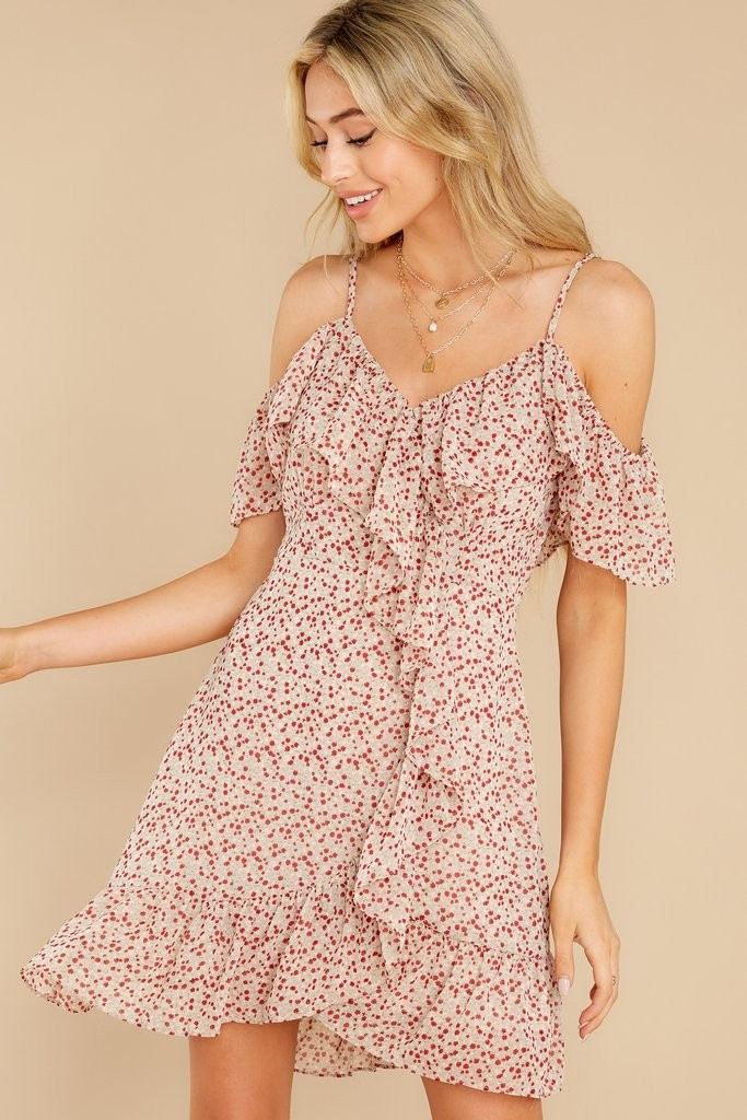 Running In Circles Taupe Print Dress | Red Dress 