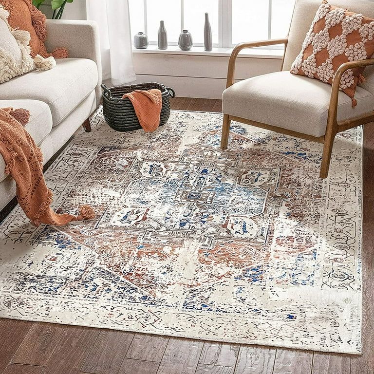 Snailhome Vintage Rugs for Living Room, Traditional Floral Area Rug, Soft & Durable Indoor Carpet... | Walmart (US)