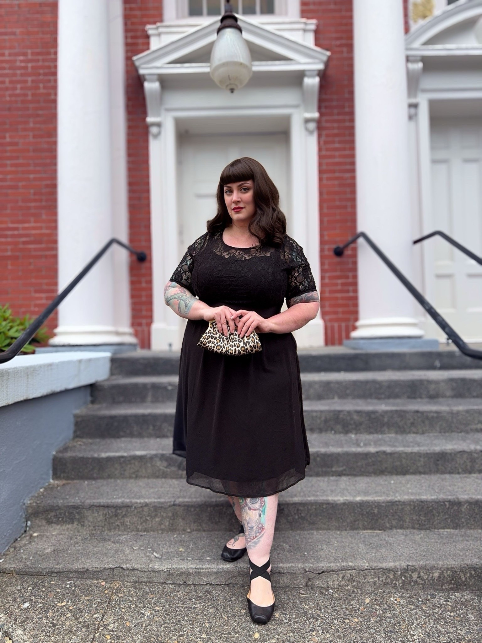 Black dress with lace bodice and half sleeves, lined chiffon skirt

#LTKFindsUnder50 #LTKPlusSize #LTKOver40