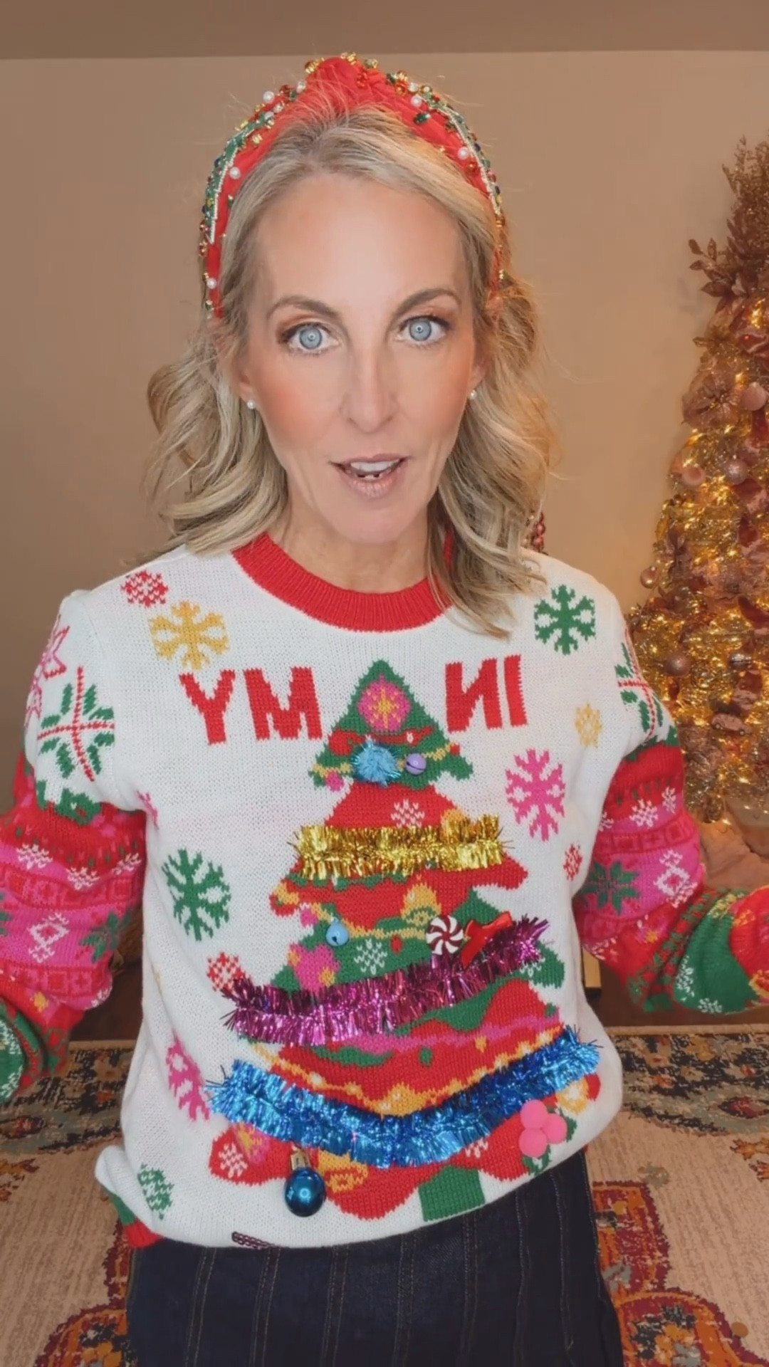 It’s Deck the Halls day at school today, and this is what this teacher is wearing from
Walmart for under $20! This festive sweater is truly the life of the party. It’s lightweight, bold, sprinkled with 3D trims, and under $20. Wearing a size small. It comes in so many fun colors, and trust me… it jingles AND it rocks with enough Christmas spirit to outshine any ugly sweater contest or holiday party.  Comment WALMART and I’ll send all the links your way! 🎄✨

I wore a similar one yesterday but switched it up today with this long denim skirt. It’s under $30 and I’m wearing an XS. Holiday cheer officially activated — whether I’m holding a handful of sweaters in my reel or twirling on my porch — I’m ready to rock around the Christmas tree.


#LTKootd #LTKdayinmylife #LTKHoliday