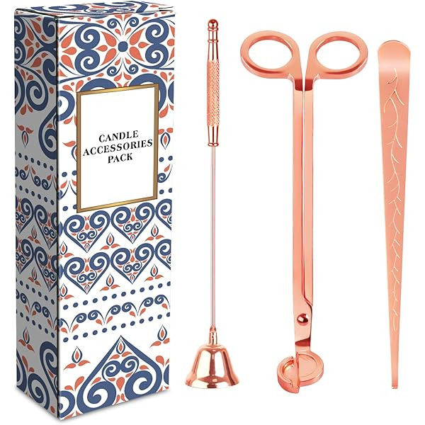 calary Candle Wick Trimmer Candle Snuffer & Candle Accessory Set (Rose Gold) | Amazon (US)