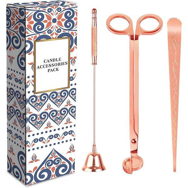 calary Candle Wick Trimmer Candle Snuffer & Candle Accessory Set (Rose Gold) | Amazon (US)
