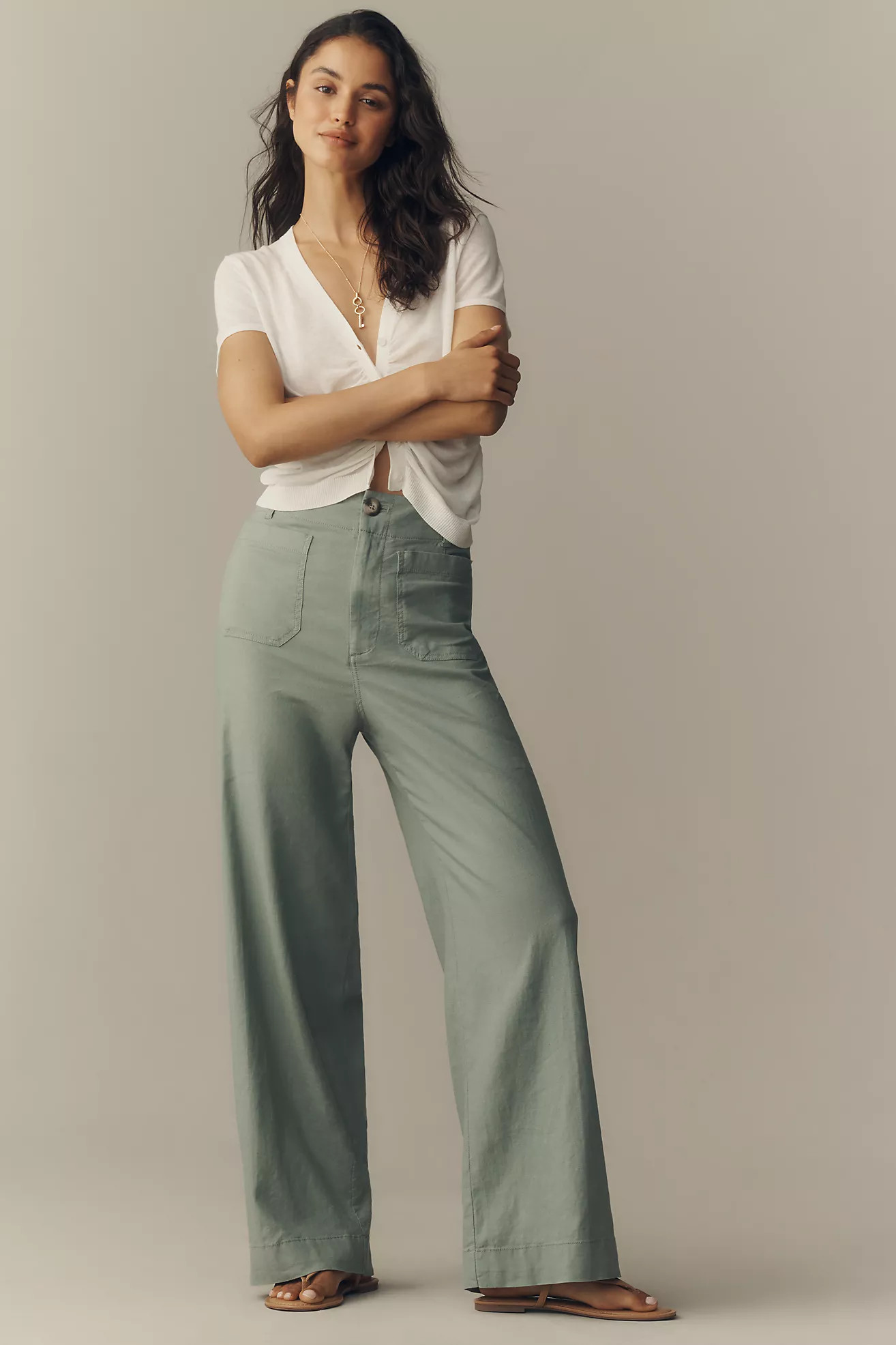 The Colette Beachy Linen Full-Length Wide-Leg Pants by Maeve | Anthropologie (US)